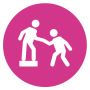 Eicon Canfod Cymorth - un person yn helpu person arall i fyny step
